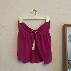 Kimchi Blue Magenta Crop Top with Heart Detail